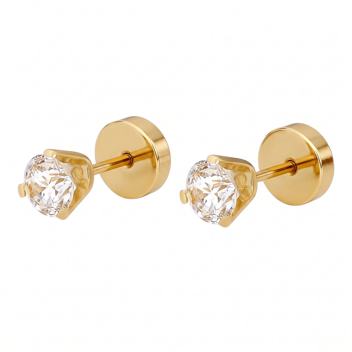 "Aros de Oro 18k para Bebé Grifa con Circón (3mm)"