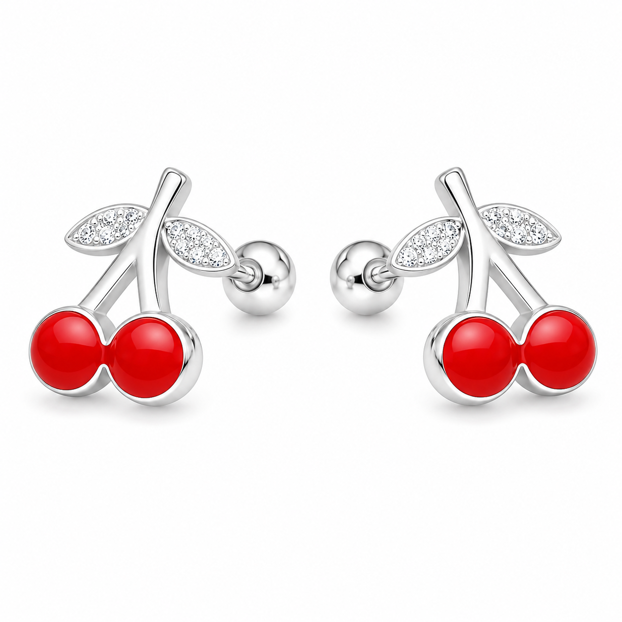 aros de cereza smaltado y circones