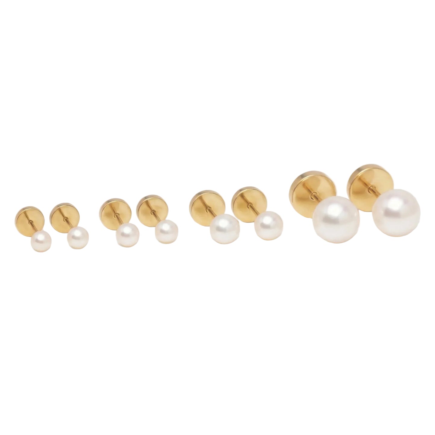 aros de perla cultivada en oro 18k en 4 medidas diferentes