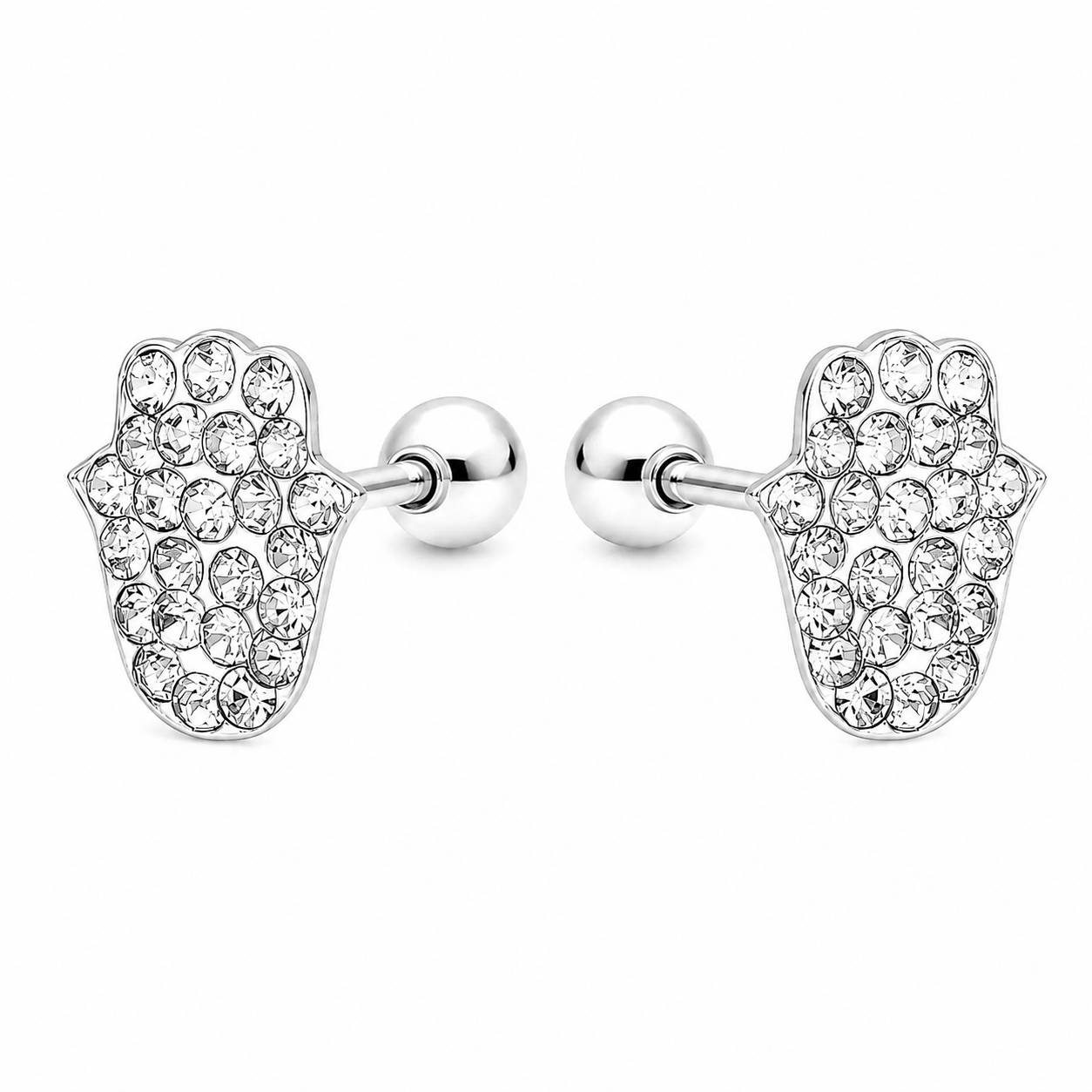 Aros de mano de Fátima con circones brillantes en plata ley 925