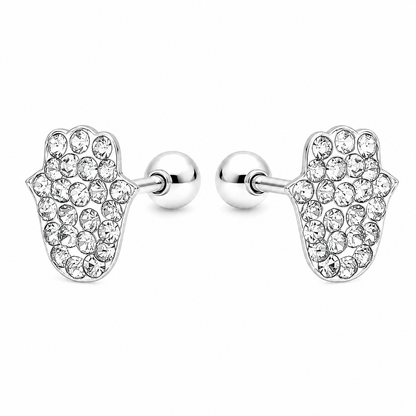 Aros de mano de Fátima con circones brillantes en plata ley 925