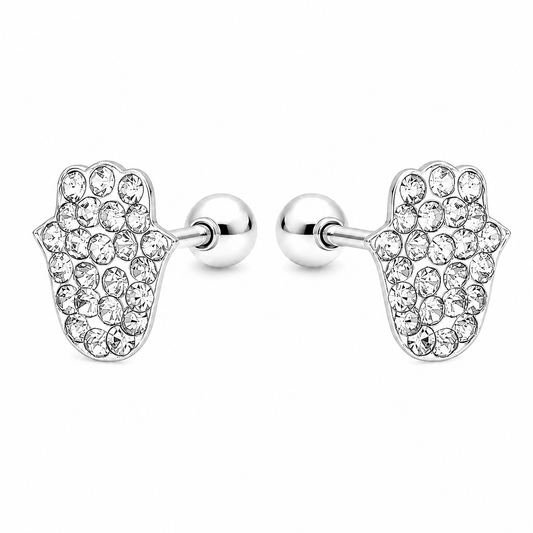 Aros de mano de Fátima con circones brillantes en plata ley 925