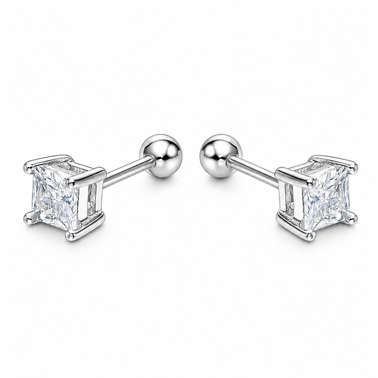 Aros de circón cuadrado engastado en plata ley 925