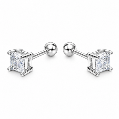 Aros de circón cuadrado engastado en plata ley 925