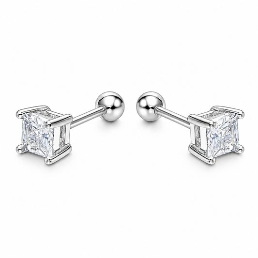 Aros de circón cuadrado engastado en plata ley 925