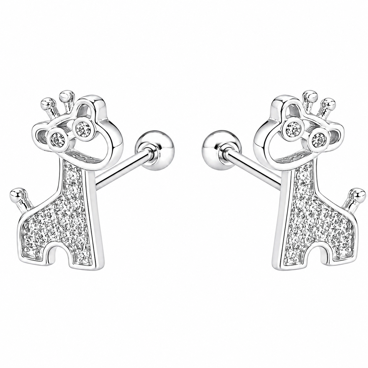Aros de jirafa con circones brillantes en plata ley 925