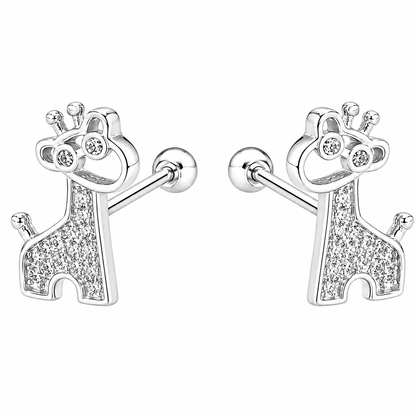 Aros de jirafa con circones brillantes en plata ley 925