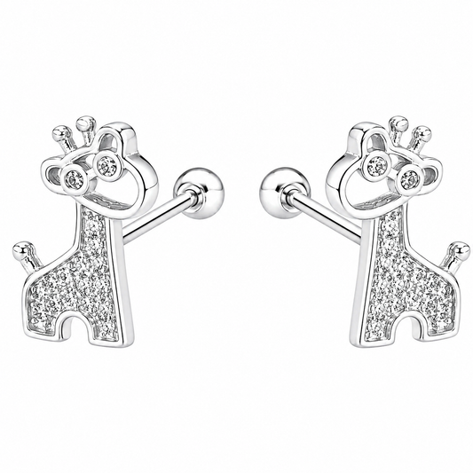 Aros de jirafa con circones brillantes en plata ley 925