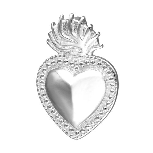 "Medalla en forma de corazón del Detente del Sagrado Corazón de Jesús en plata de ley 925."
