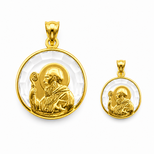 Medalla San Benito Abad Oro 18k - 12mm y 17mm