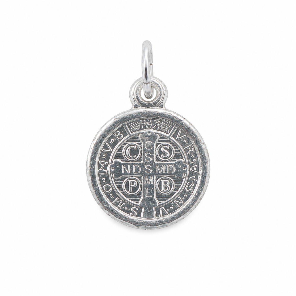 Cruz de San Benito con la palabra PAX, medalla de plata 925, 8 mm de diámetro.