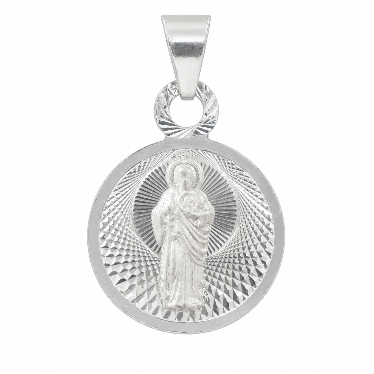 Medalla San Judas Tadeo de Plata 925 – Facetada (14 mm)