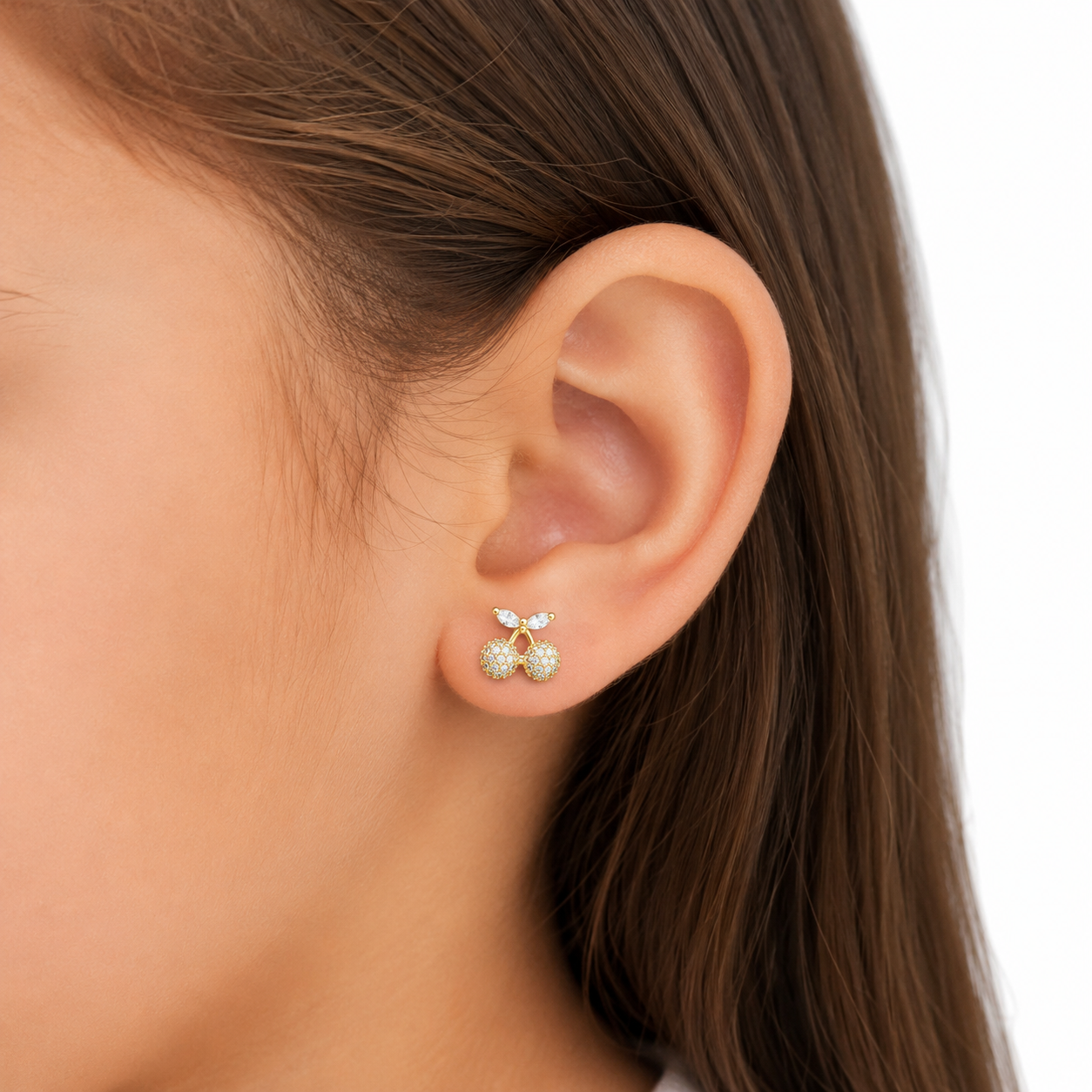 Aros de Cerezas con Circones y Baño de Oro 18k (8x9mm)