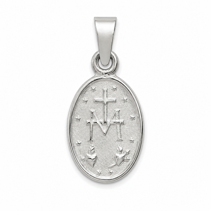 Reverso de medalla Milagrosa de plata 925 con la M, la cruz y doce estrellas.