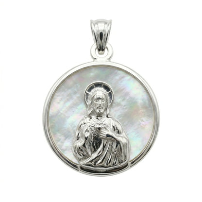 Medalla Sagrado Corazón de Jesús 17mm con Fondo de Nácar
