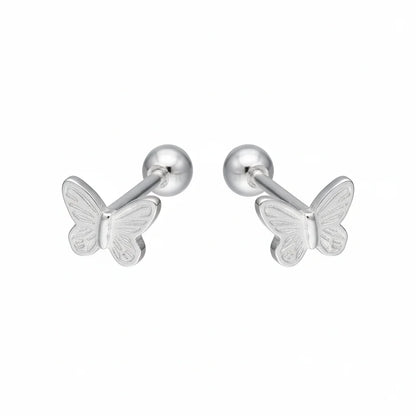 Aros de Mariposa de Plata 925 (5x6mm) para Niña