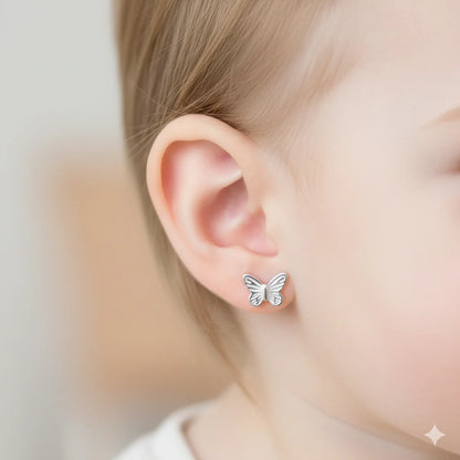 Aros de Mariposa de Plata 925 (5x6mm) para Niña